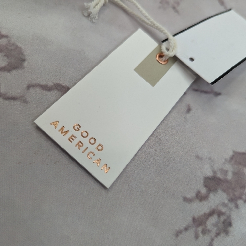 Good American Swim Top Women White Crinkle Band Bandeau Strapless - Picture 4 of 11